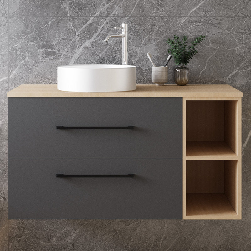 990mm Single Bathroom Vanity with Drop In Ceramic Basin
