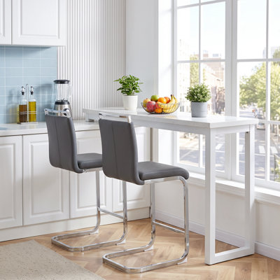 Chatrice 25'' Faux Leather Counter Stool with Metal Frame