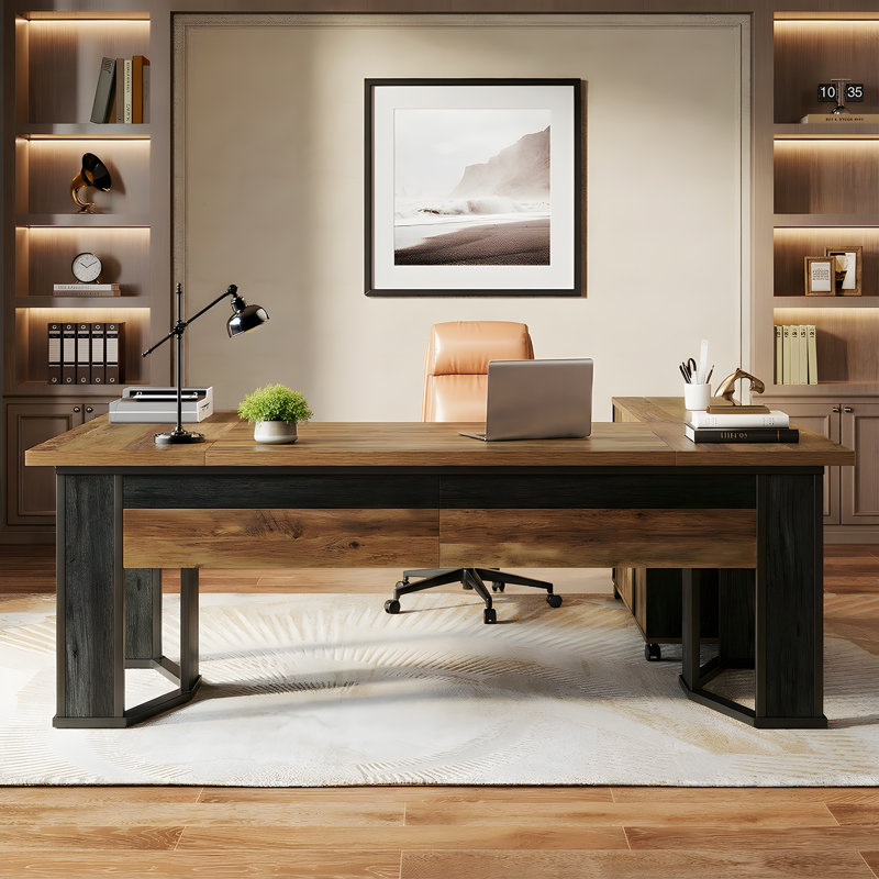 Barbrook Modular L-Shaped Executive Desk, Brown
