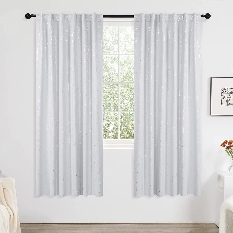 Deenie Room Darkening Curtain Pair, 52'' W x 45'' L, White