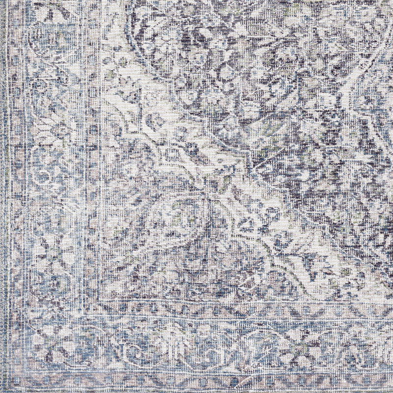 Tapis oriental gris / bleu Cartley, Tapis de couloir 2 pi 7 po x 7 pi 3 po