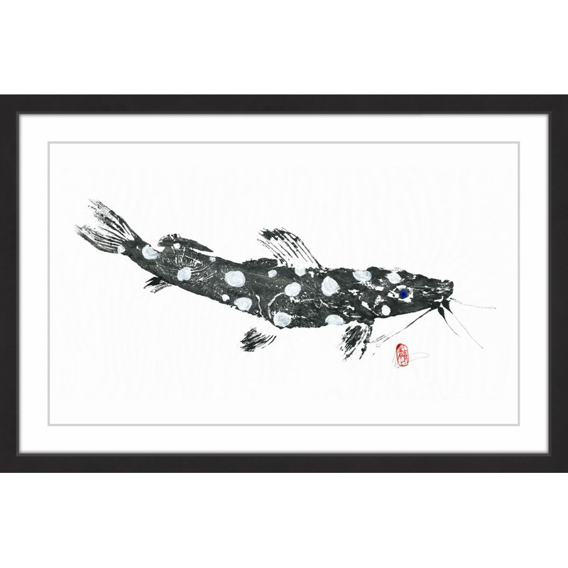 « poisson chat », reproduction d’art encadrée, H 24 po x l 36 po x P 1,5 po