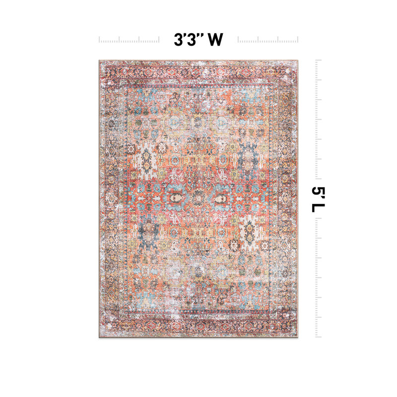 Tapis antidérapant transitionnel délavé à la machine, 3'3" x 5