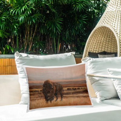 Coussin d'extérieur Southwestern Bison Landscape par Ethan Harper