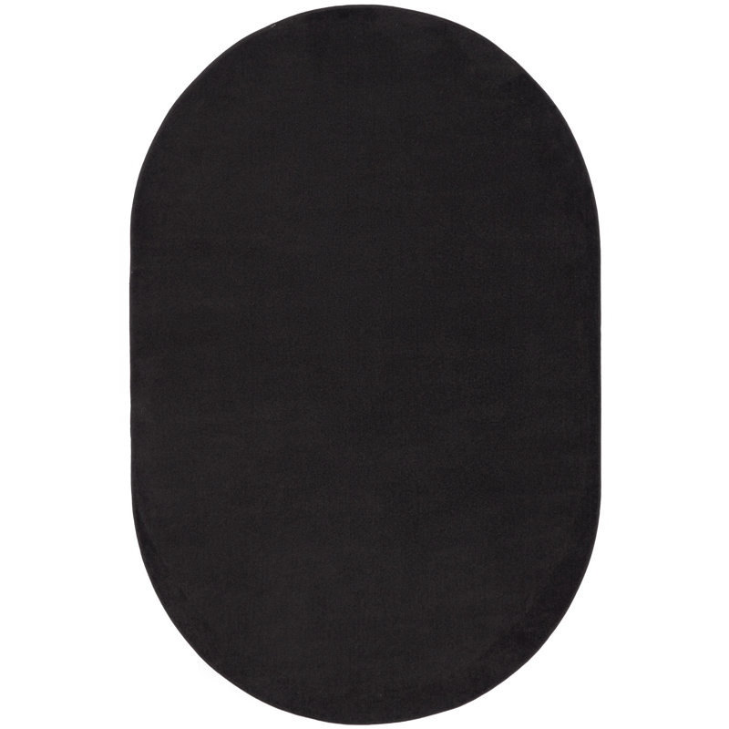 Tapis intérieur / extérieur noir Mullican Sandy, Ovale 6 pi x 9 pi