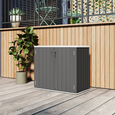 Armoire de rangement verticale en résine à double porte avec plancher Yardgrace 280 gallons