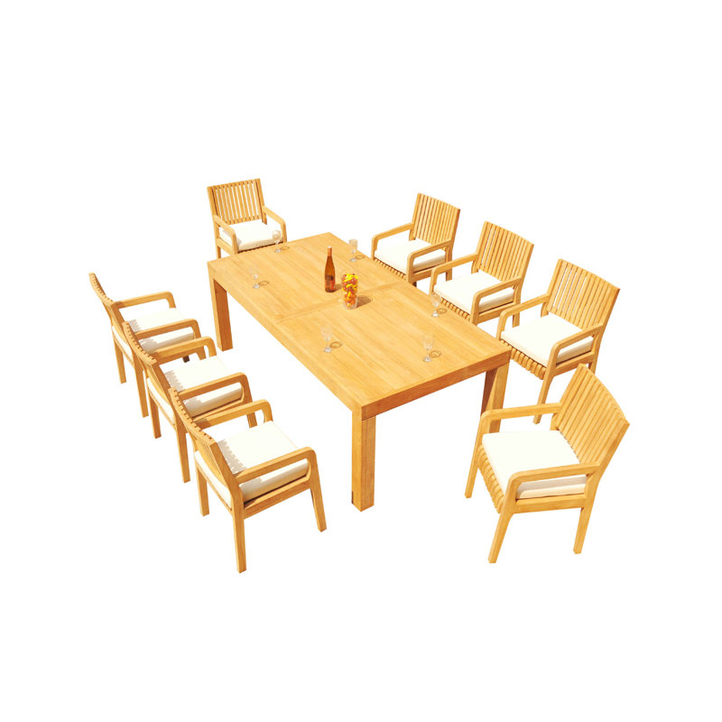 Ensemble repas 7 pièces teck Maspeth, 8