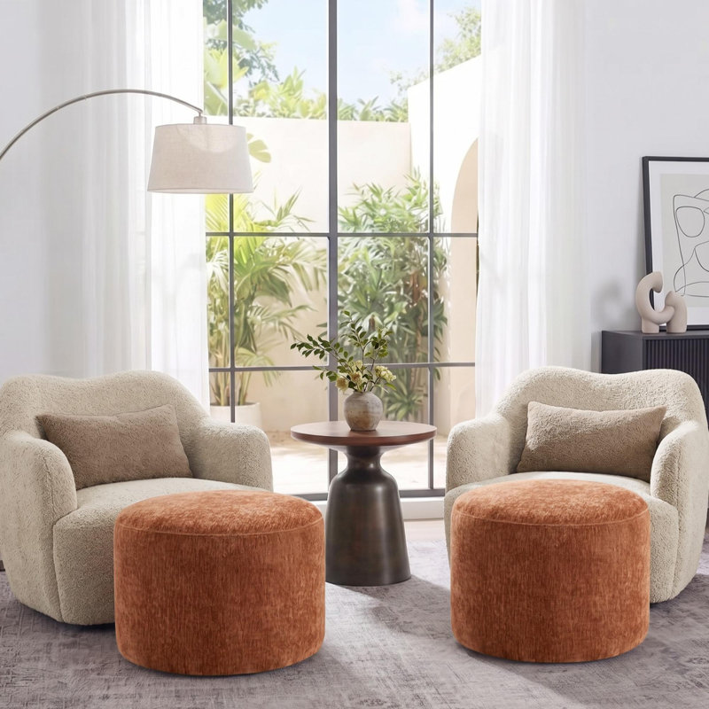 Repose-pieds rembourré 22,6 po Anease, Brown Chenille