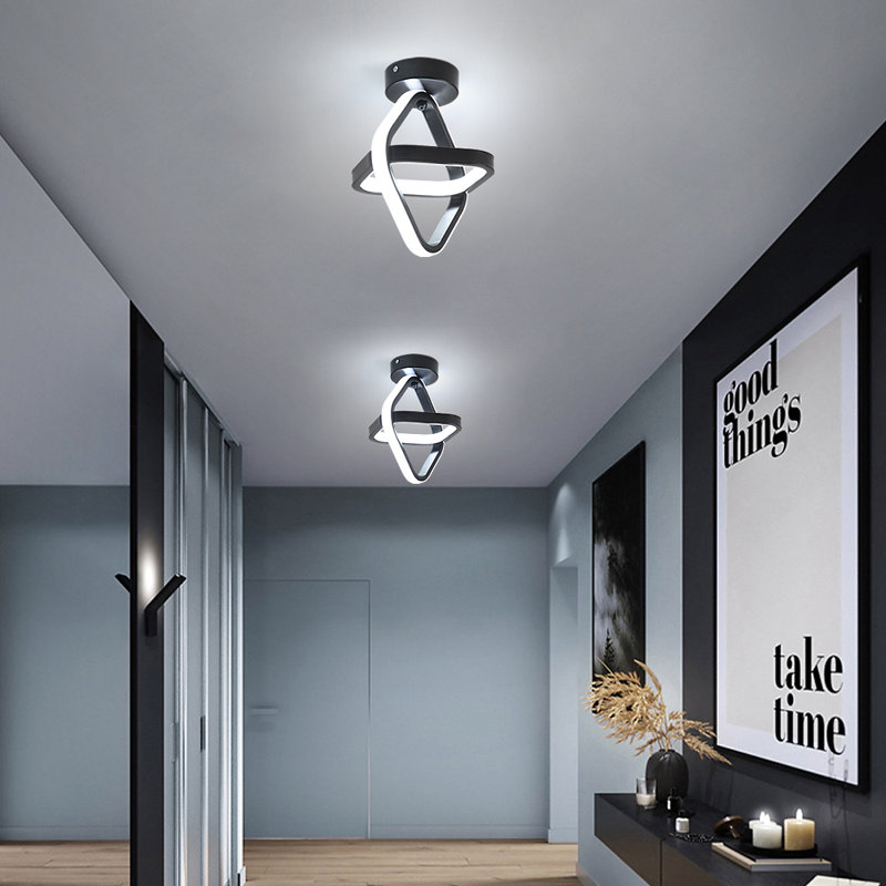 LED 20W Square Corridor Ceiling Lights Flush Mount Light, Black, 6000