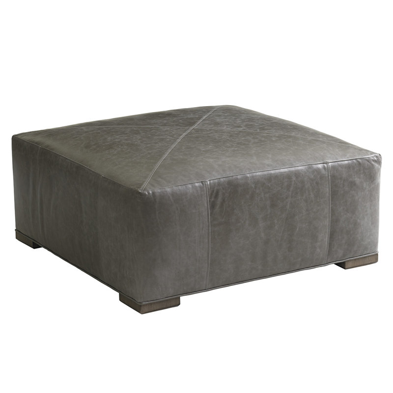 Shadow Play Melina Leather Ottoman, Gray Leather
