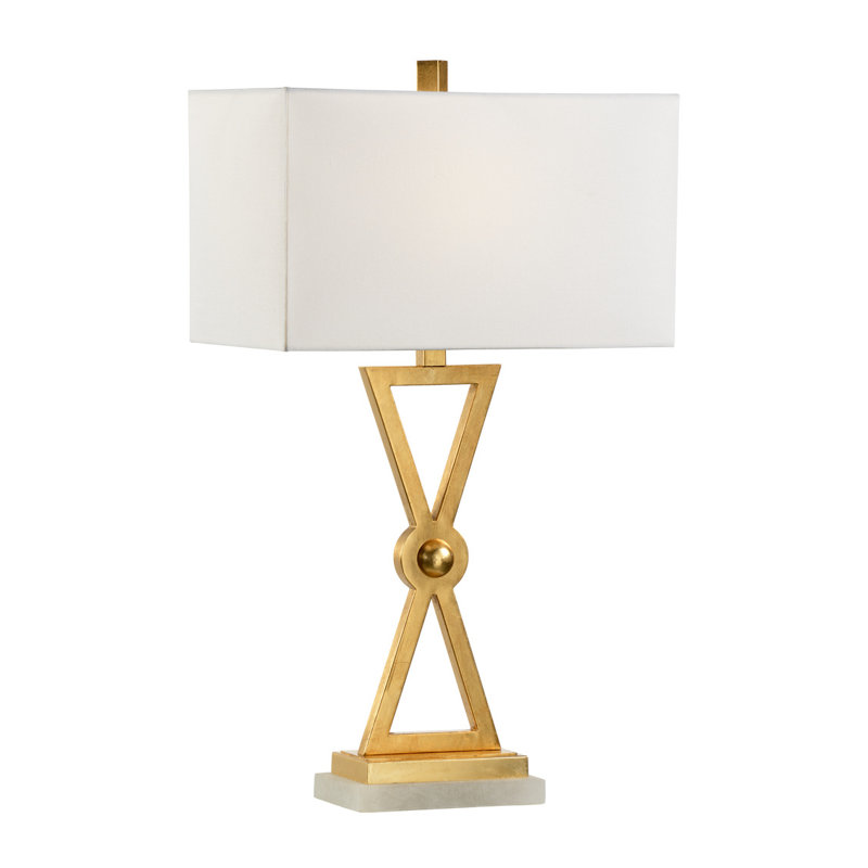 Regiment Gold Leaf Geometric Table Lamp with Linen Shade