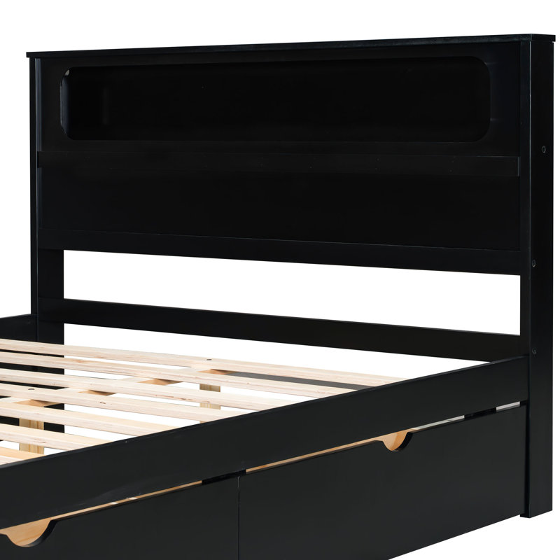Miche Wooden Gaming Platform Bed with Desk, LED Light, USB & Drawers, Full