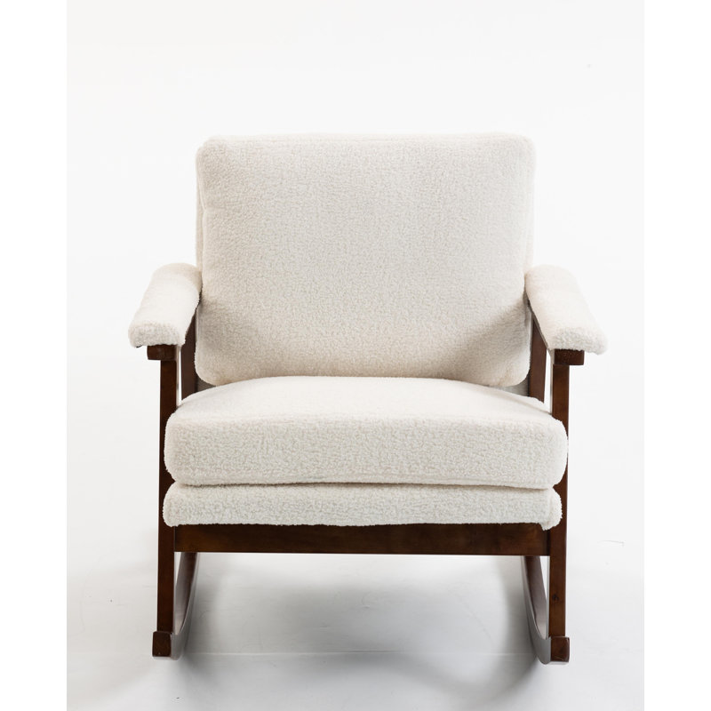 Chaise d'appoint Mid-Century moderne, chaise berçante avec structure en bois, chaises de salon rembourrées