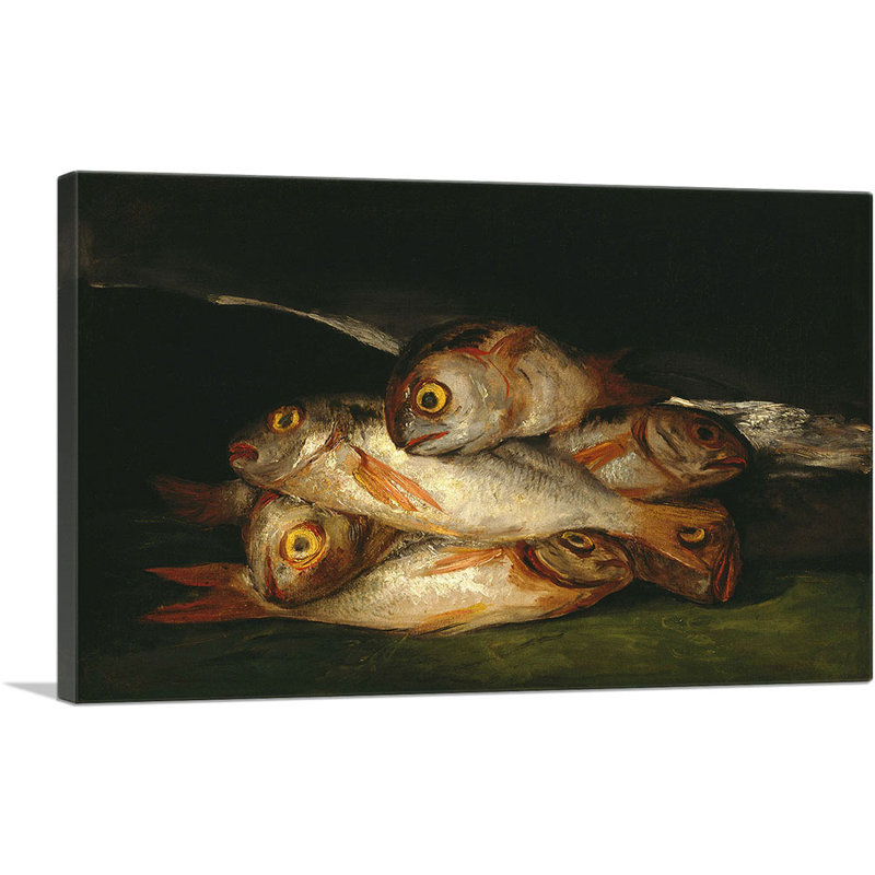 «Still Life with Golden Bream 1812» par Francisco Goya, reproduction d'art sur toile tendue, H 26 po x l 40 po x P 0,75 po