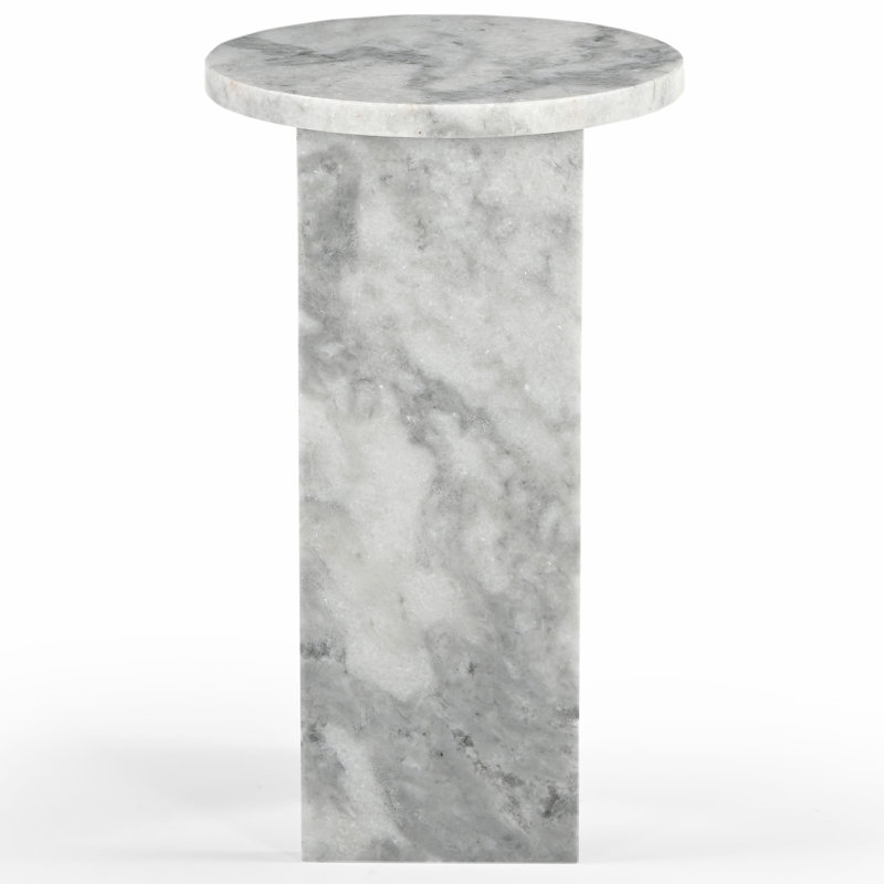 Devlin Marble Drink Table, White