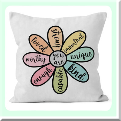 Inspirational Teacher Pillow Covers - You are Enough Loved Kind Decorative Throw Pillows for Clroom, Dorm, Nursery, Bedroom - Decor
