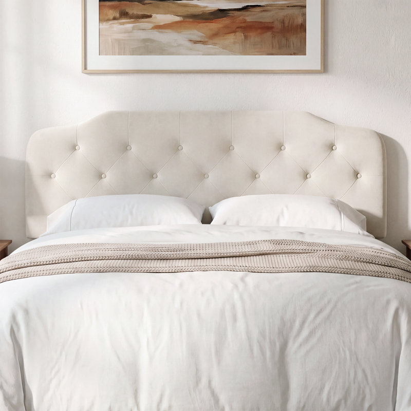 Tête de lit tapissier, Grand lit, Beige, Velvet