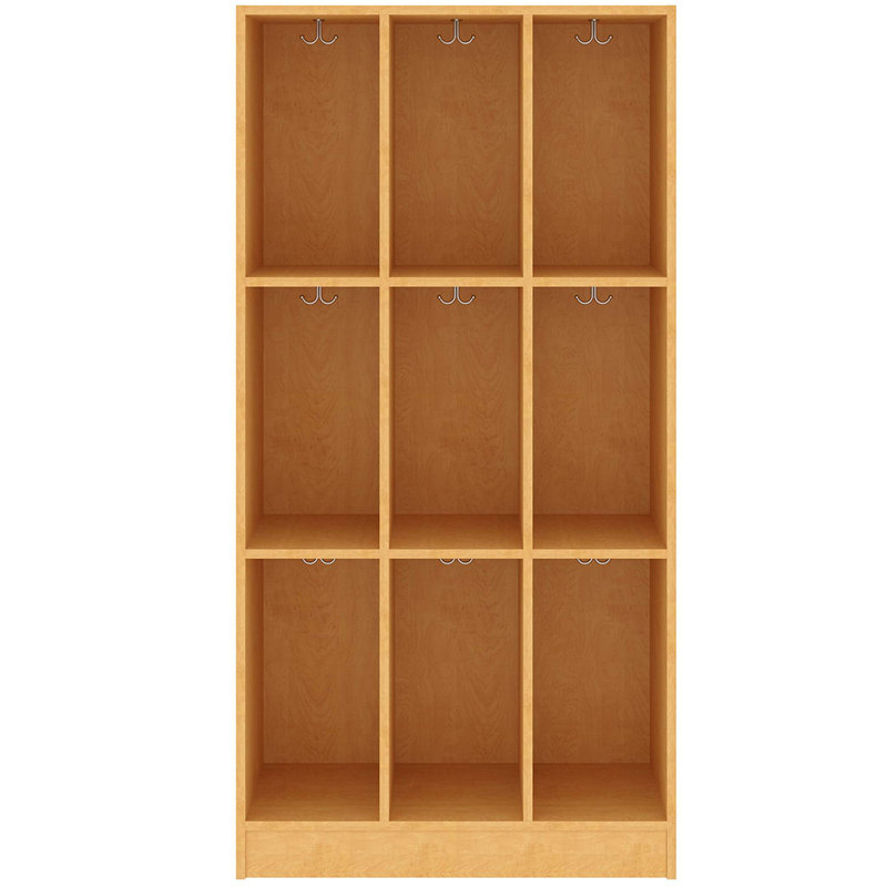 Armoire de rangement pour salle de classe triple à neuf compartiments, H 59 po x l 36 po x P 17 po, Érable