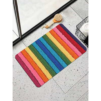 Tapis de bain arc-en-ciel à rayures, 16 x 24 po