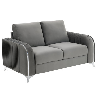 Causeuse en velours gris Wenona