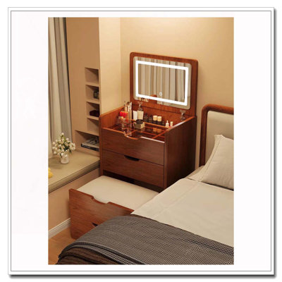 3 in 1 Vanity Desk with Plip Top Mirror, Small Make Up Vanity Set