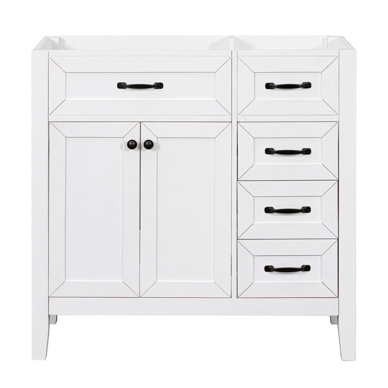 Meuble-lavabo 36 po sans lavabo, base d'armoire seulement, armoire de salle de bain avec tiroirs, structure solide et panneau de fibres à densité moyenne