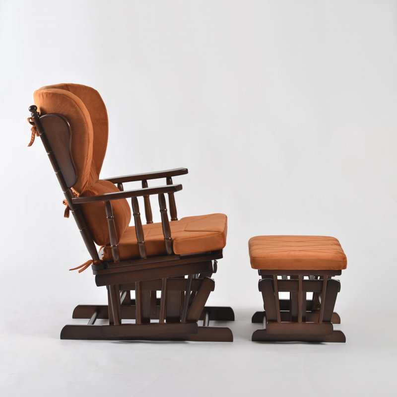 Chaise berçante et repose-pieds Azariyah Konfor, Citrouille, Walnut