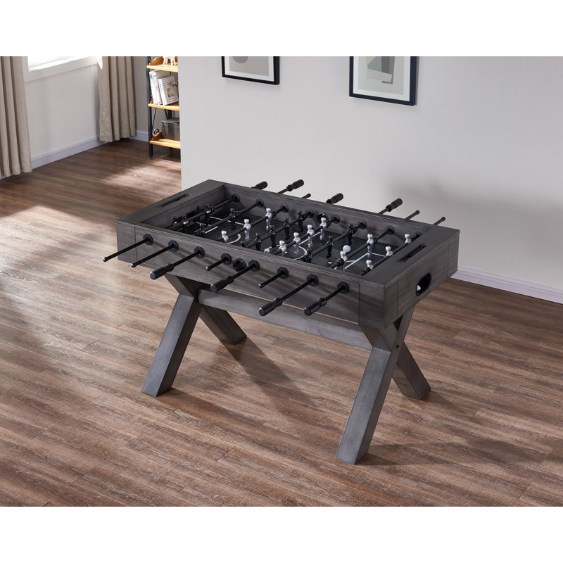Gray Kona Finish Foosball Table with X-Shaped Legs