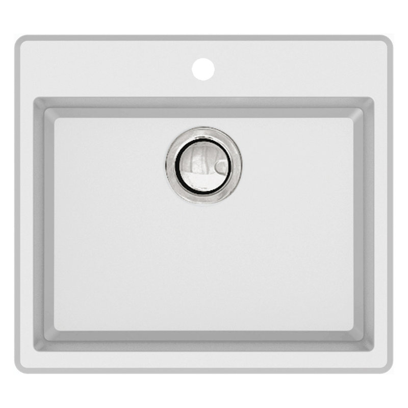 22.44'' L Single Bowl Granite Kitchen Sink, White, 1 Hole