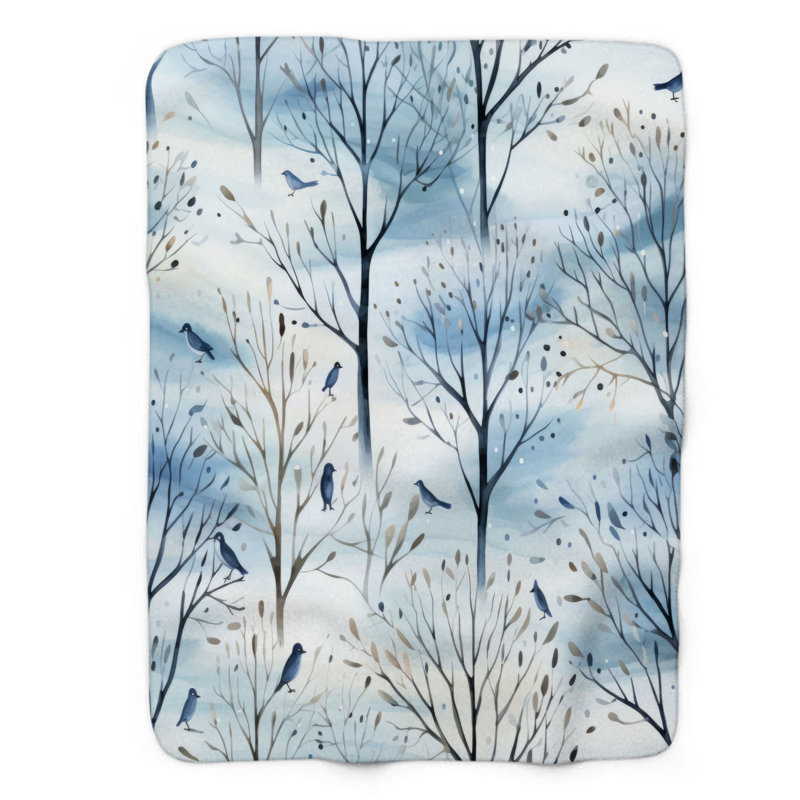 Aquarelle paysage - couverture sherpa de qualité supérieure 1 pièce, Lit simple