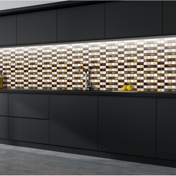12" x 12" Glass and Metal Grid Mosaic Wall Tile