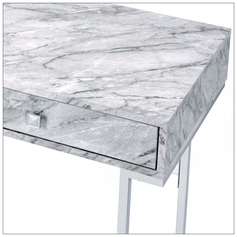 Bureau d'écriture sophistiqué avec plateau en faux marbre et rangement spacieux