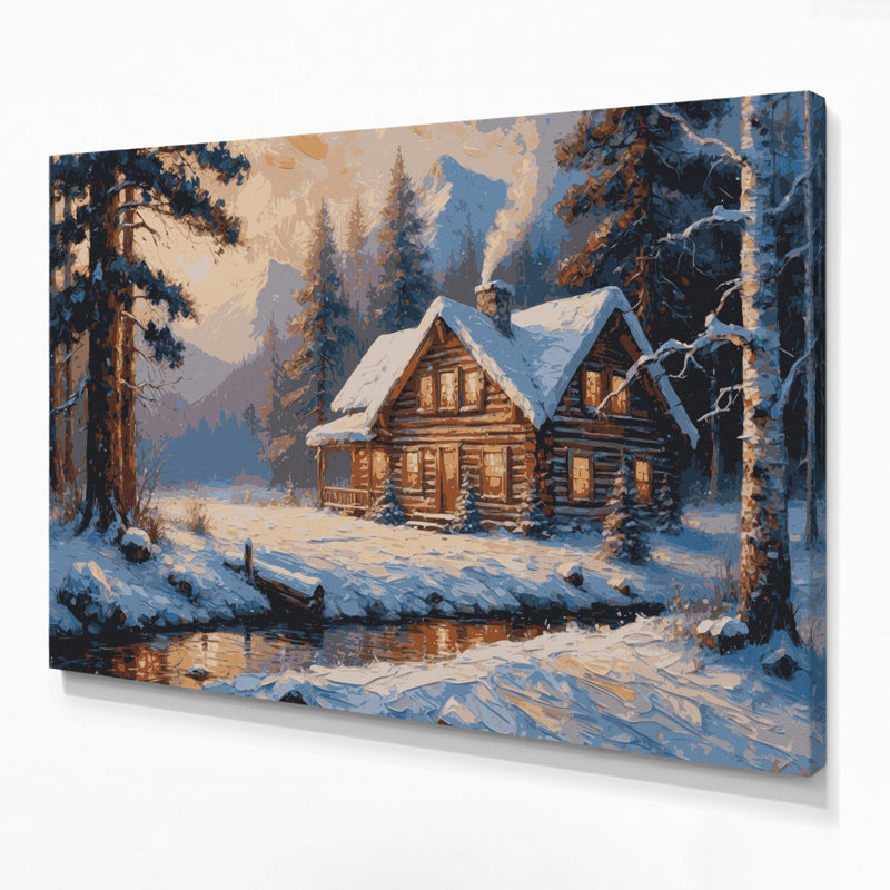 «Thanksgiving Cozy chalet», art sur toile gris, H 11 po x l 14 po