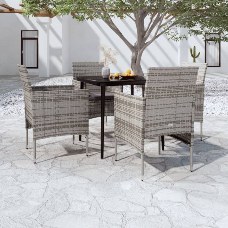 Ensemble repas rectangulaire pour 4 personnes Concettino, H 29,1 po x L 31,5 po x l 31,5 po, Noir / blanc / chêne 2 incorrect