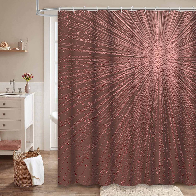 Rideau de douche rose à motif abstrait quartz rose brillant avec 12 crochets, L 72 po x l 72 po