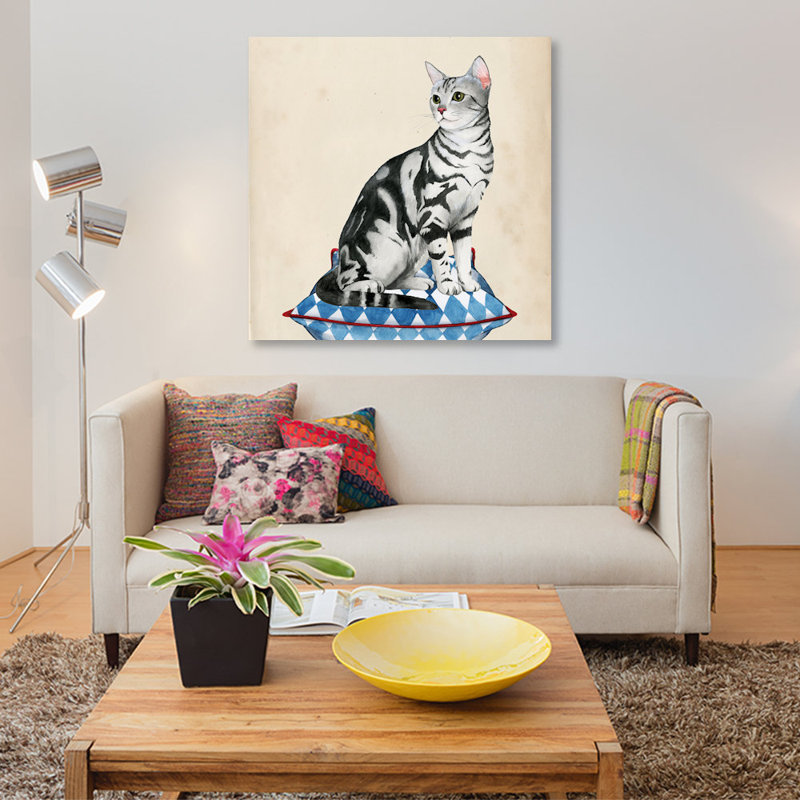 «Lady Cat I», impression sur toile, H 12 po x l 12 po x P 1,5 po, Toile tendue, Pas de tapis