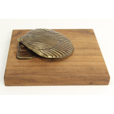 Brass Clam Wood Napkin Holder