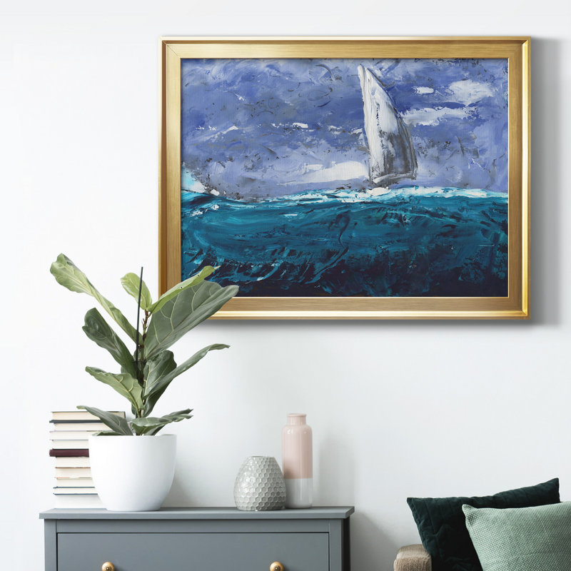 «Sail Ho I» - peinture encadrée, H 30,5 po x l 42,5 po x P 1 po, Or, Pas de tapis