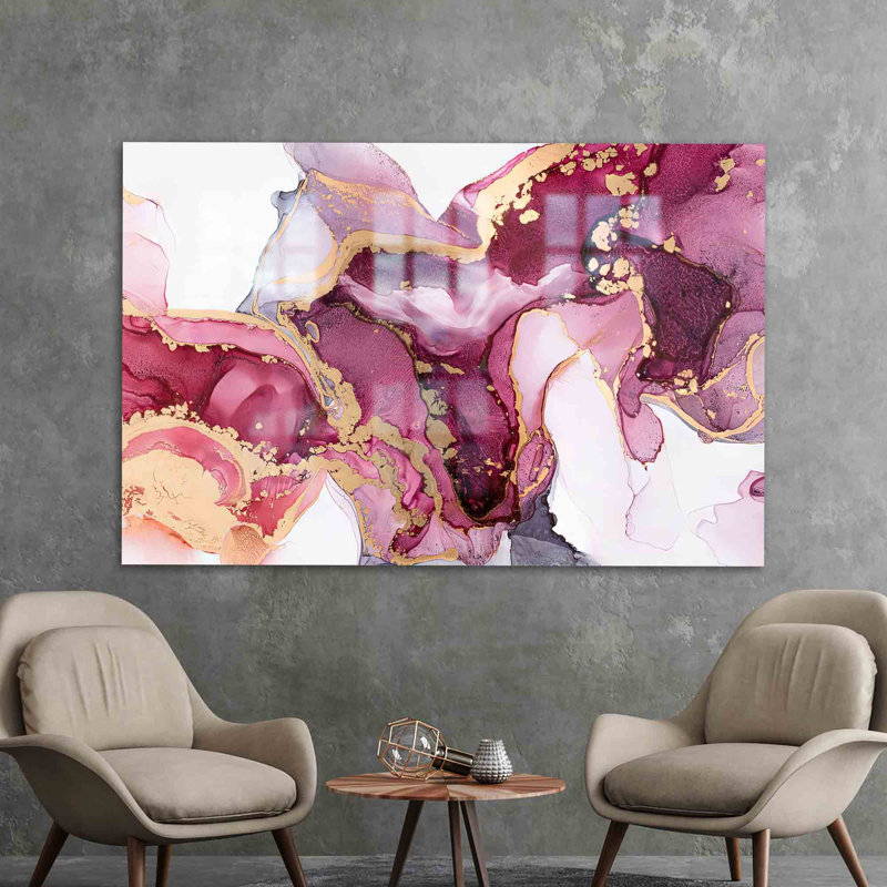 Art mural moderne en marbre fabriqué à partir de verre trempé avec de l'encre alcoolisée pour une touche unique dans la décoration intérieure