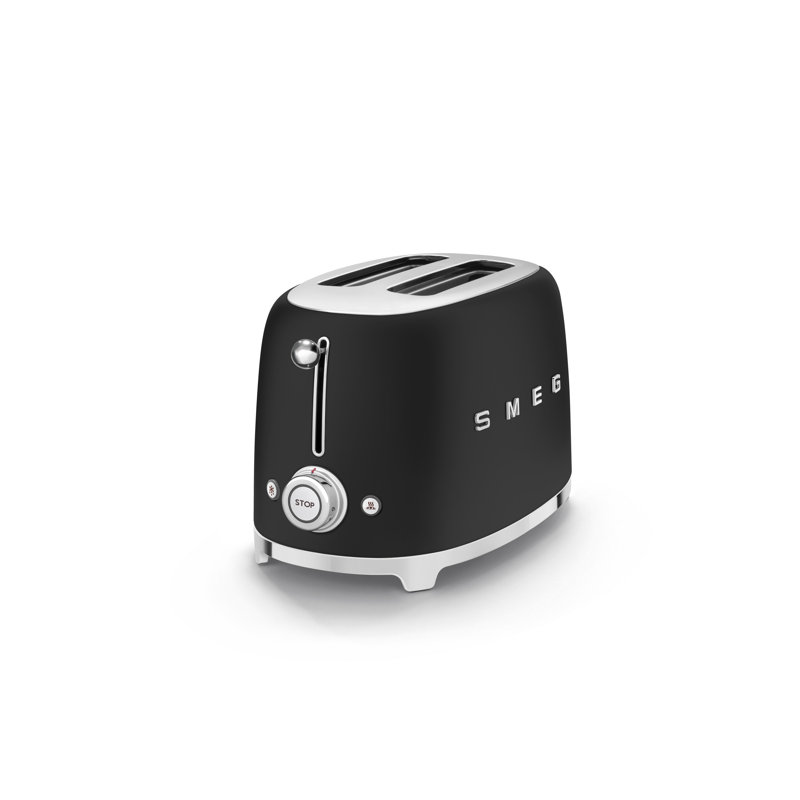 Smeg TSF01 50's Style Retro Two Slice Toaster - Matte Version, Matte Black