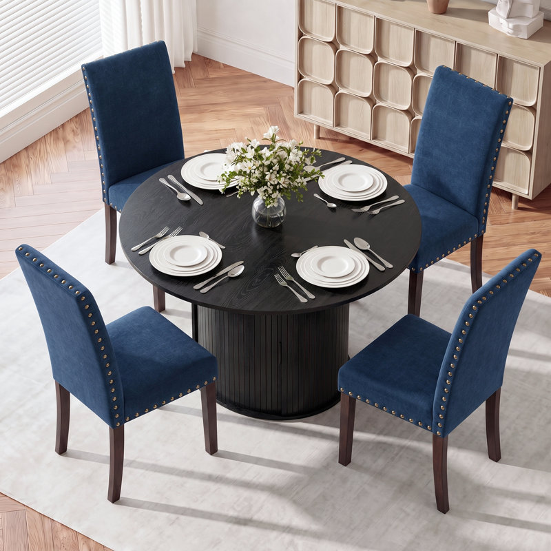 Ensemble de table et de chaises de salle à manger extensibles modernes pour 4 à 6 personnes avec rangement dissimulé, Noir