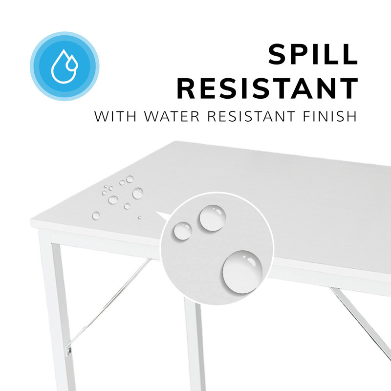 Oehsen Computer Desk with White Finish Sturdy Home Office Workstation for Small Spaces