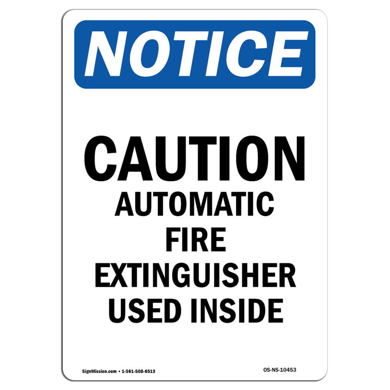 Panneau d'extincteur automatique Attention