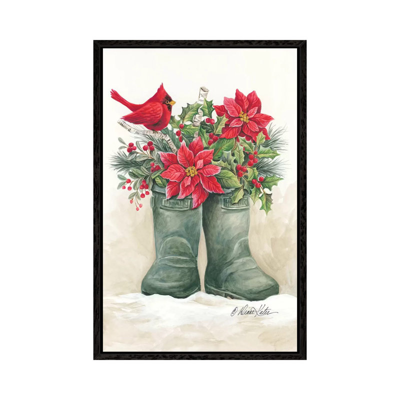 Christmas Lodge Boots 1 Piece Wall Art on Canvas, 101.6 cm H x 66.04 cm W, Black Framed