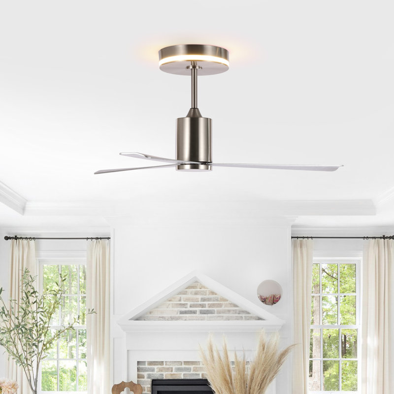 Ventilateur de plafond contemporain à DEL réglable à 1 vitesse et 6 vitesses avec télécommande Raeed