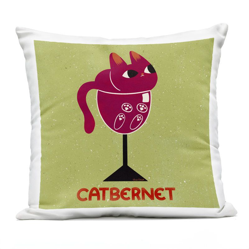 Coussin d'extérieur Catbernet Cat Wine Design par Carrie Cantwell