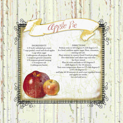 Recette de tarte aux pommes - impression sur toile tendue