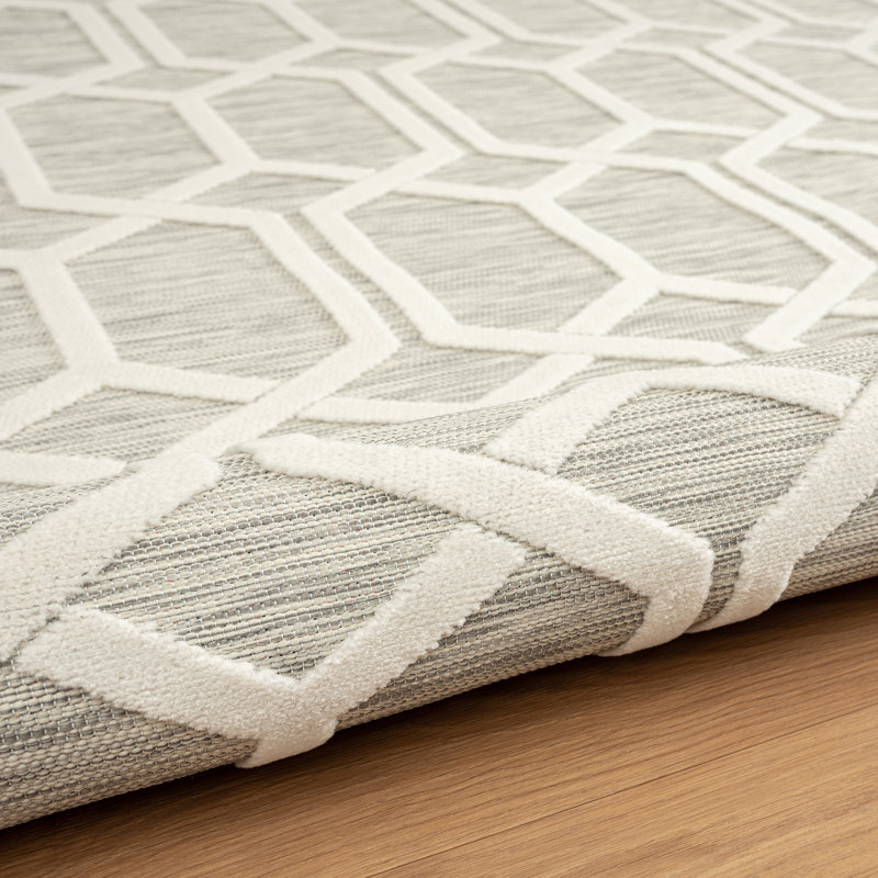 Aftin Geometric Hi-Low Gray Performance Indoor/Outdoor Area Rug, Rectangle 7'9" x 9'9"