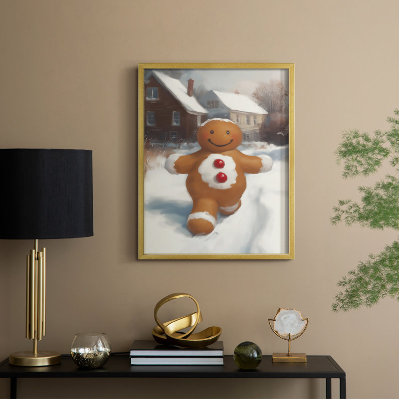 «Christmas Holiday Art», série 2-CD XXI, reproduction encadrée - bois massif, H 15 po x l 12 po, Doré