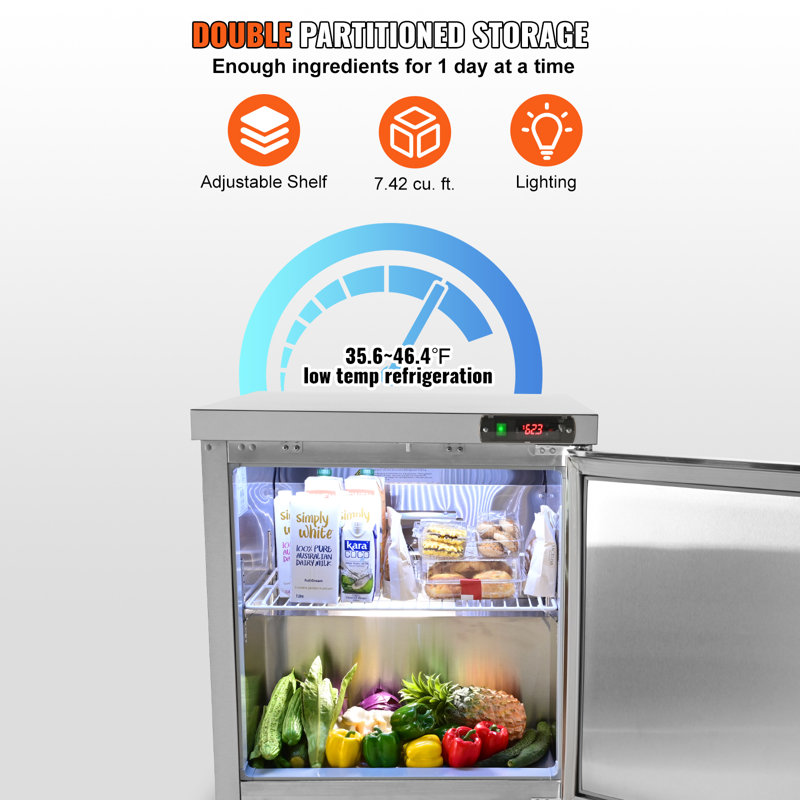 Stainless Steel Commercial Food Prep Table with Refrigerator